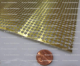 .016" Thick x 24" x Per Ft" Brass Perforated Extra Thin Sheet .040" Hole Dia. 